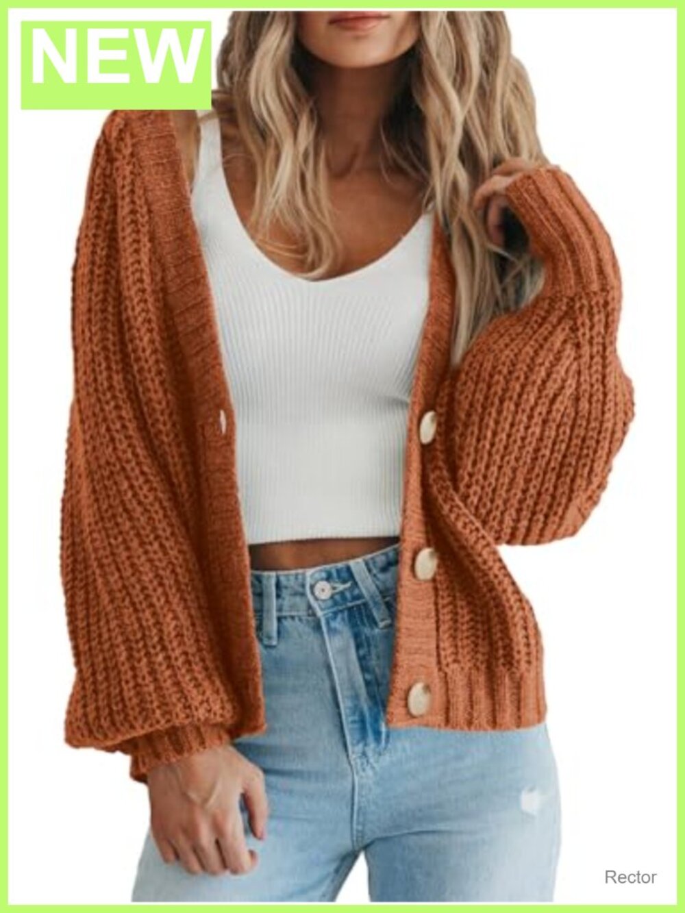 Chunky Knit Open Front Cardigan Sweater Long Sleeve V-Neck Button Down Fall